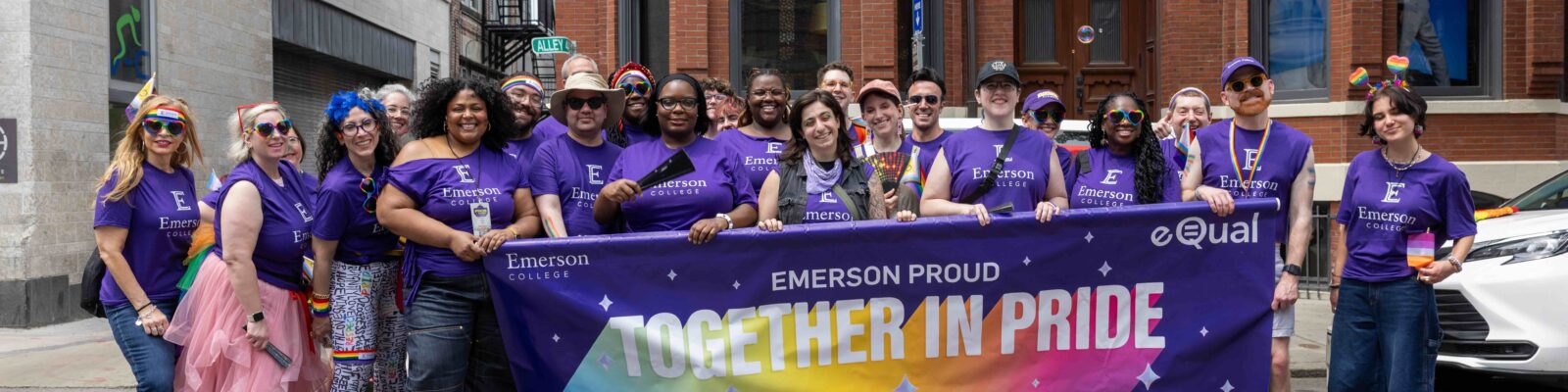 Emerson Students and Faculty and Staff at the Boston Pride parade.